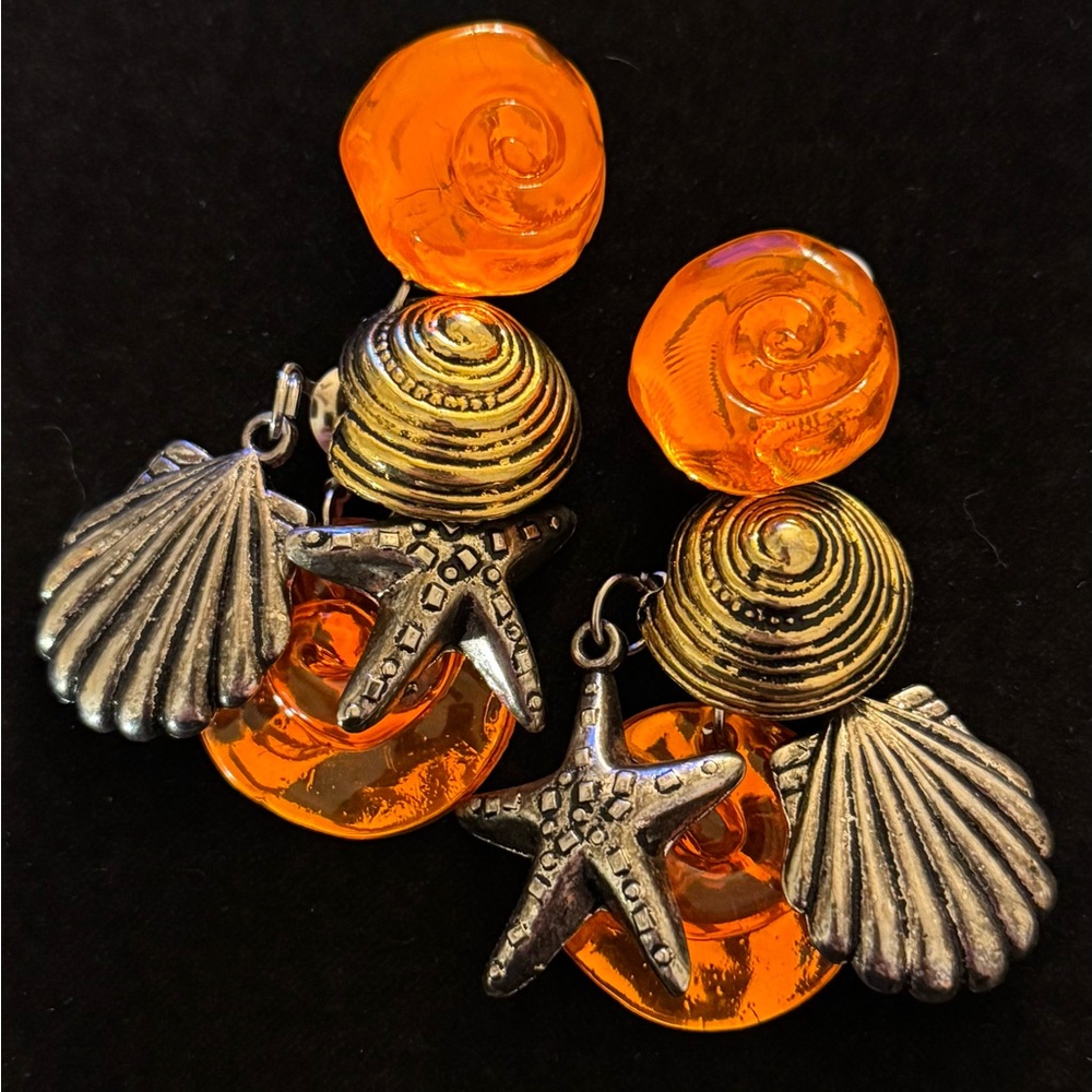 VTG Gorgeous Shell Starfish Earrings - Picture 7 of 8
